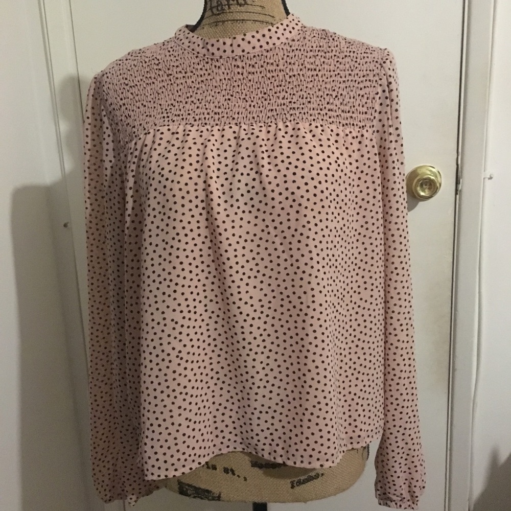 Jolt - Nordstrom pink polka dot long sleeve blouse